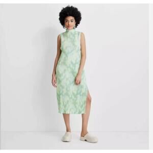 Future Collective Gabriella Kareffa Women's Sz XXS Watercolor Plisse Midi Dress